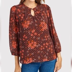 Daniel Rainn Floral Keyhole Blouse NWT